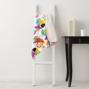 Cobertor Sherpa Papagaios Coloridos, Papagaios Tropicais, Pássaros