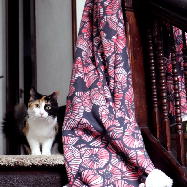 Cobertor Sherpa Papagaios vermelhos Flores flor de papoila hortelã (Criador carregado)