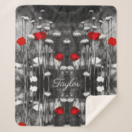 Cobertor Sherpa Papagaios vermelhos pretos Flores Modelo