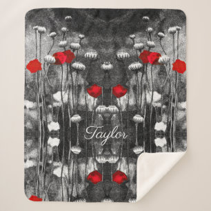 Cobertor Sherpa Papagaios vermelhos pretos Flores Modelo