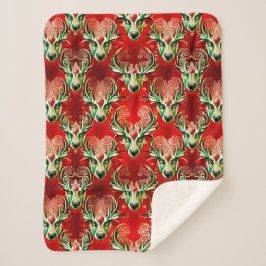 Cobertor Sherpa Papai noel Secretive Reindeer