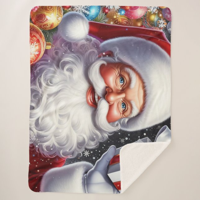 Cobertor Sherpa Papais noeis clássicos com & ornamentos atuais (Frente)