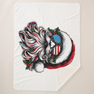 Cobertor Sherpa Papais noeis de Natal patrióticos/americanos