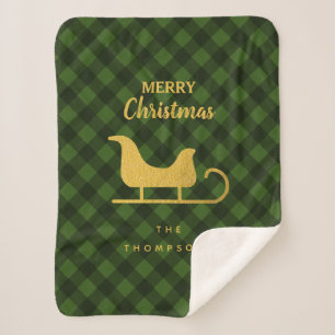 Cobertor Sherpa Papais noeis de Xadrez Negra Natal em Buffalo