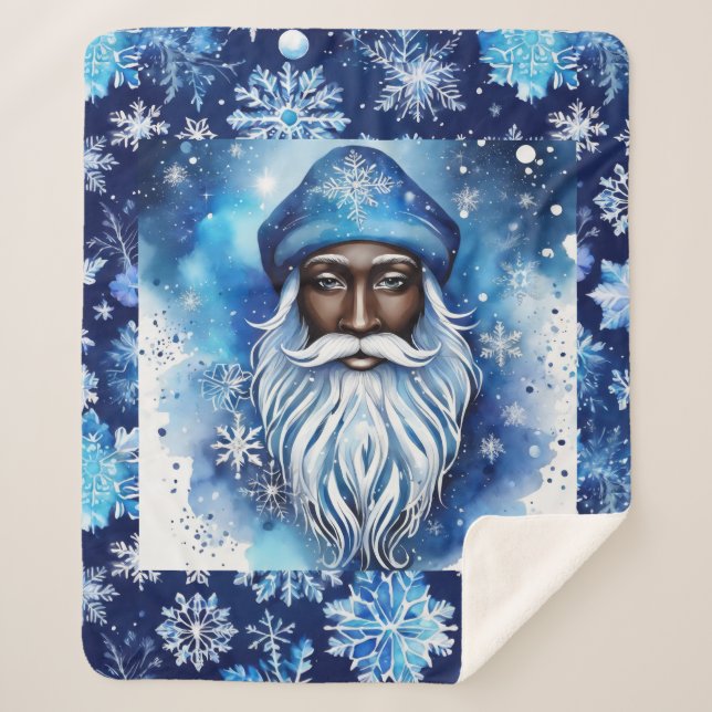 Cobertor Sherpa Papais noeis em azul (Frente)