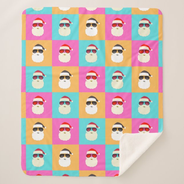 Cobertor Sherpa Papais noeis neon com óculos de sol Legal Padrão C (Frente)