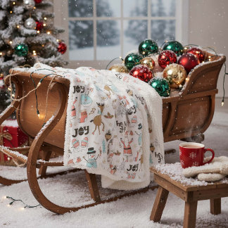 Cobertor Sherpa Papais noeis, Snowman, Reindeer Pattern ID559