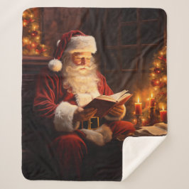 Cobertor Sherpa Papais noeis Vintage Lendo um Livro de Natal