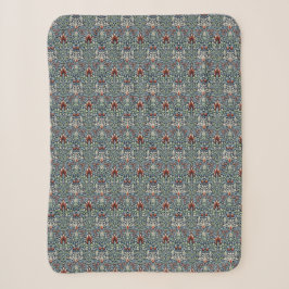 Cobertor Sherpa Papel de parede floral Morris Navy Blue Snakeshead