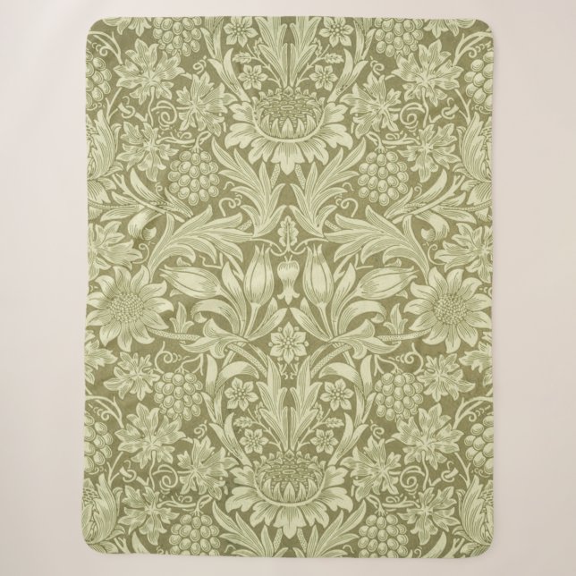 Cobertor Sherpa Papel de Parede Girassol de William Morris Vintage (Frente)