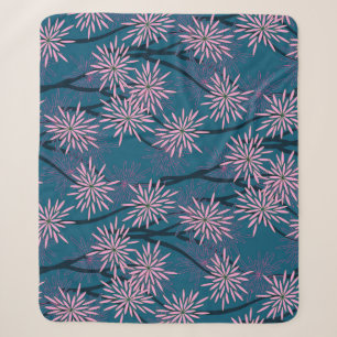 Cobertor Sherpa Papel de parede: marinho asiático azul, rosa.