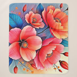 Cobertor Sherpa Papoulas Elegantes: Arte Radiante da Natureza