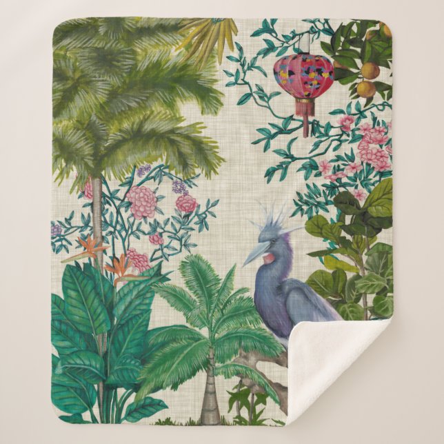 Cobertor Sherpa Paradise Chinoiserie (Frente)