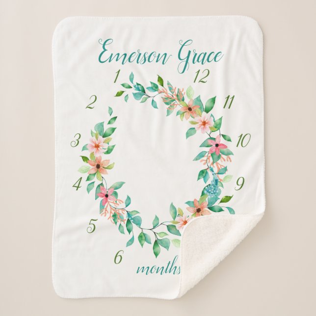 Cobertor Sherpa Paradise Floral Baby Girl Mensal (Frente)