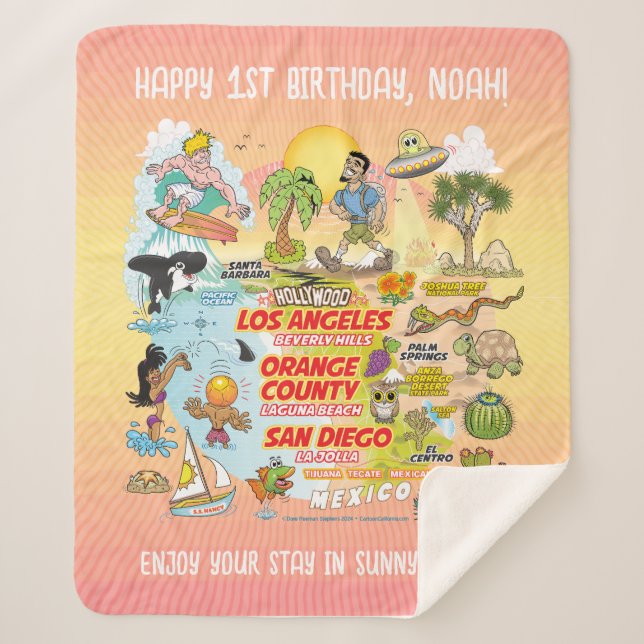 Cobertor Sherpa Paraíso SoCal Personalizado (Frente)