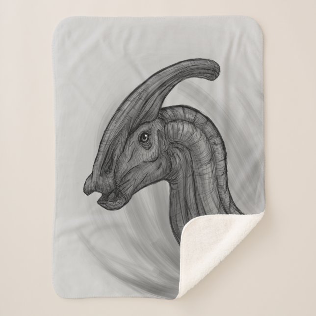 Cobertor Sherpa Parasaurolophus Sketch (Frente)