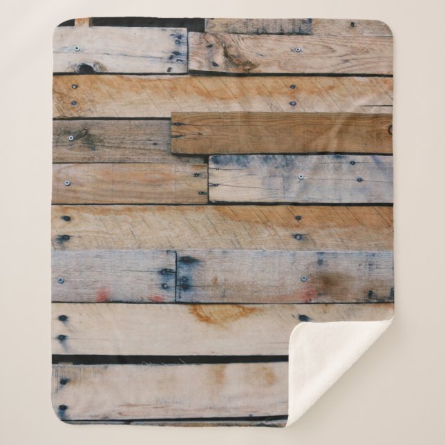 Cobertor Sherpa Parede de madeira castanha (Frente)