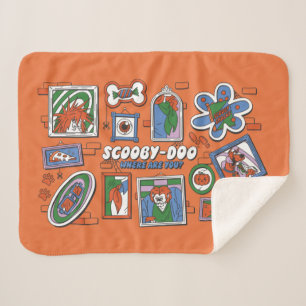 Cobertor Sherpa Parede de Quadros de Halloween do Scooby-Doo