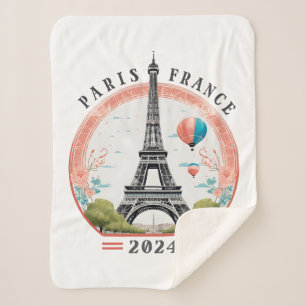 Cobertor Sherpa Paris França 2024 Fleece Blankets, Torre Eiffel