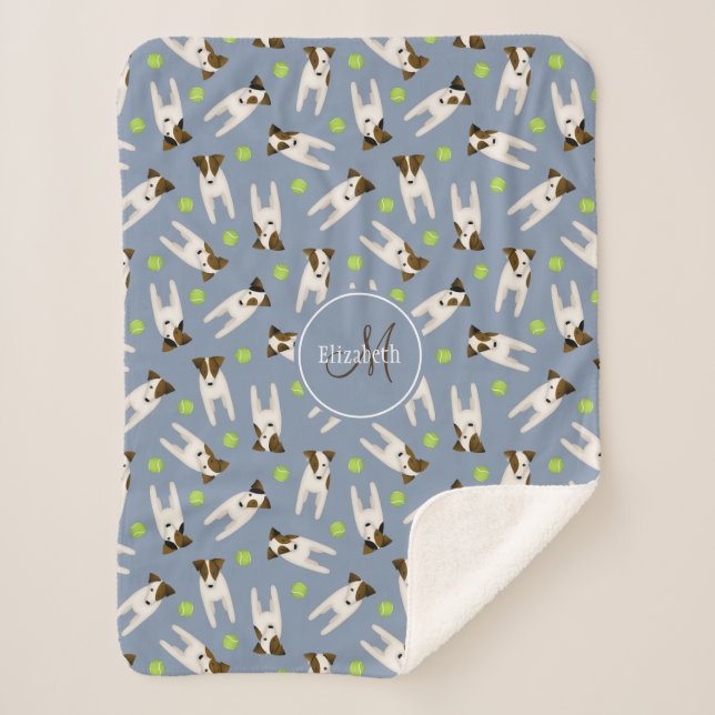 Cobertor Sherpa Parson Jack Russells com padrão de tênis (Frente)