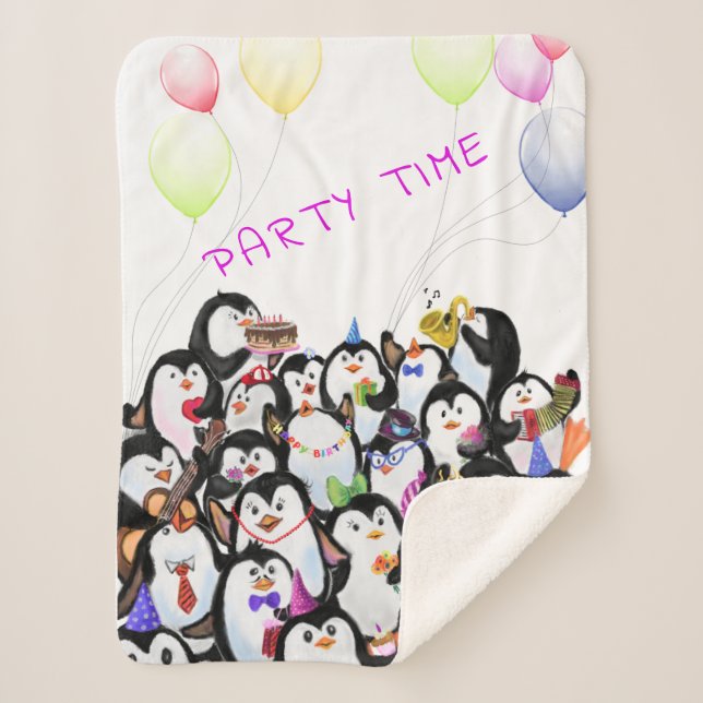 Cobertor Sherpa Partido Pinguim Feliz Sherpa Blanket - Texto Perso (Frente)