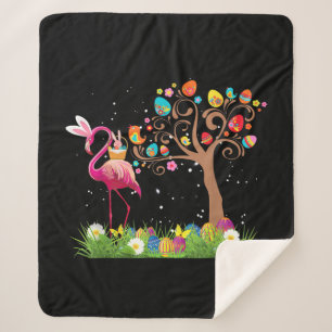 Cobertor Sherpa Páscoa Bunny Flamingo 2021   Amantes Flamingo Cujo