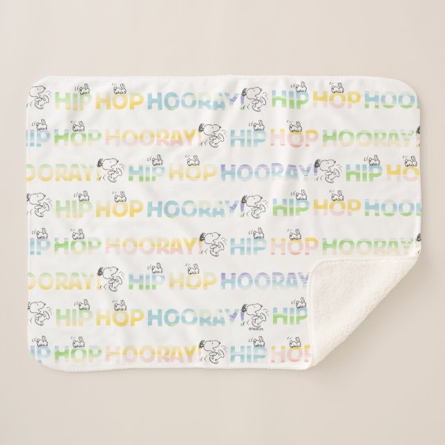 Cobertor Sherpa Páscoa de Hooray de Hip Hop Snoopy (Frente (Horizontal))