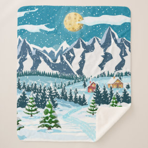 Cobertor Sherpa Páscoa de natal. Madeira de pinheiro e sn