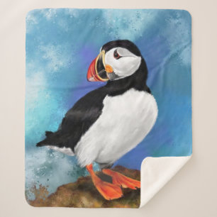 Cobertor Sherpa Pássaro Puffin do Atlântico - Maca-Palhaço - Pi