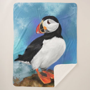 Cobertor Sherpa Pássaro Puffin do Atlântico - Pino de Palhaço -