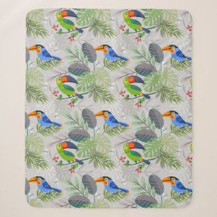 Cobertor Sherpa Pássaro tucano bonito, padrão de todas as aves, aq