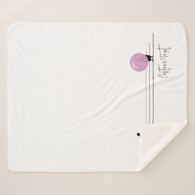 Cobertor Sherpa Pássaros bonitos e bonitos de Bublegum em um branc (Frente (Horizontal))