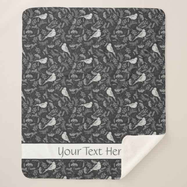 Cobertor Sherpa Pássaros Brancos Brilhantes e Brancos Invernos Pad (Frente)