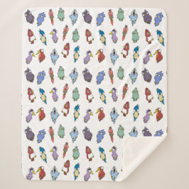 Cobertor Sherpa Pássaros de Cartoon Whimsical Jogam Cobertura