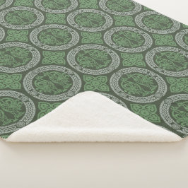 Cobertor Sherpa Pássaros medievais - Emerald Green Sherpa Blanket