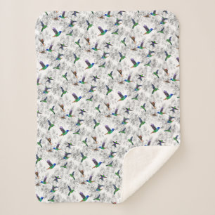 Cobertor Sherpa Pássaros primavera - Hummingbird - Escolha/adicio