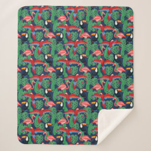 Cobertor Sherpa Pássaros tropicais em cores brilhantes