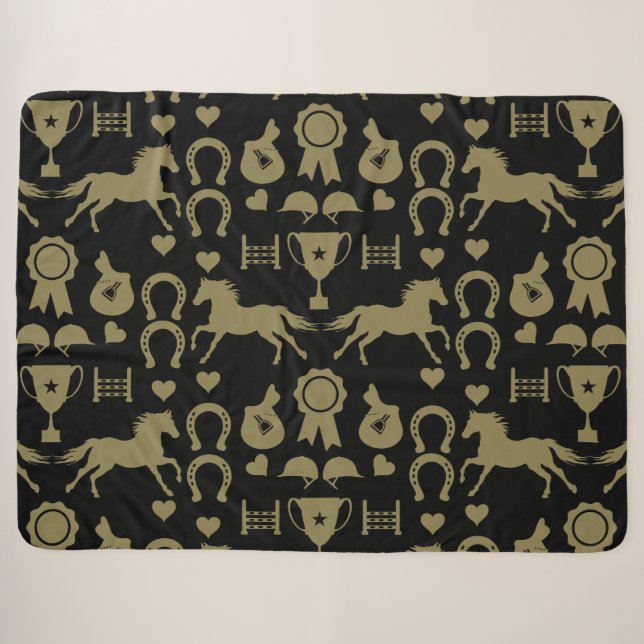 Cobertor Sherpa Passeio a Cavalo Dourado  (Frente (Horizontal))