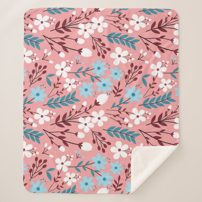 Cobertor Sherpa Pasta Cor-de-rosa sem costura. (Frente)