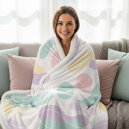 Cobertor Sherpa Pastel Abstract Seamless Pattern Waves and Circles