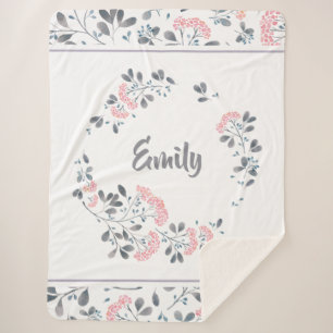 Cobertor Sherpa Pastel aquarelas flores delicadas Coroa