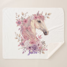 Cobertor Sherpa Pastel de Cavalos para Meninas