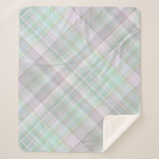 Cobertor Sherpa Pastel de Leite e Xadrez de Casca (Frente)