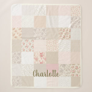 Cobertor Sherpa Pastel Floral de Molho de Nome Personalizado