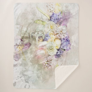 Cobertor Sherpa *~* Pastel Flowers AR26 Clássico Moderno Romântico