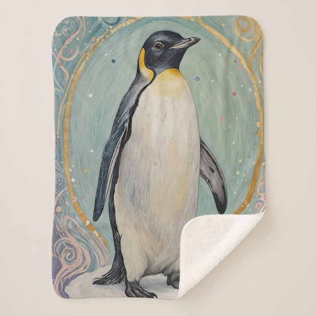 Cobertor Sherpa Pastel Penguin mágico (Frente)