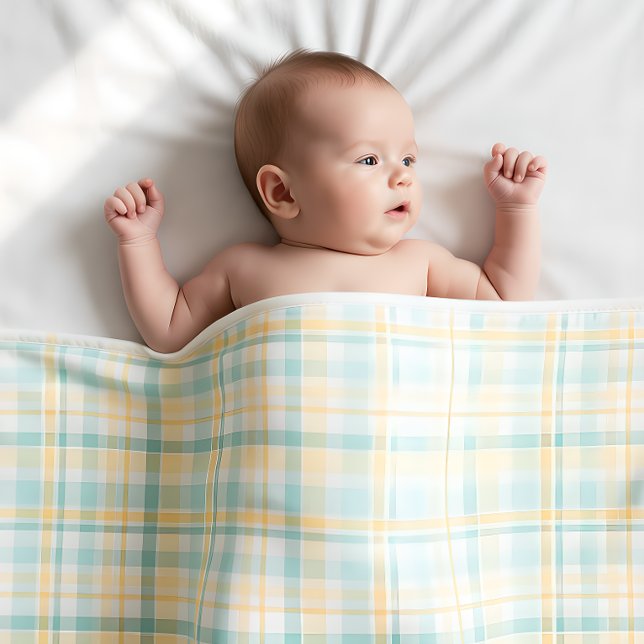 Cobertor Sherpa Pastel Plaid Baby's First Christmas (Criador carregado)