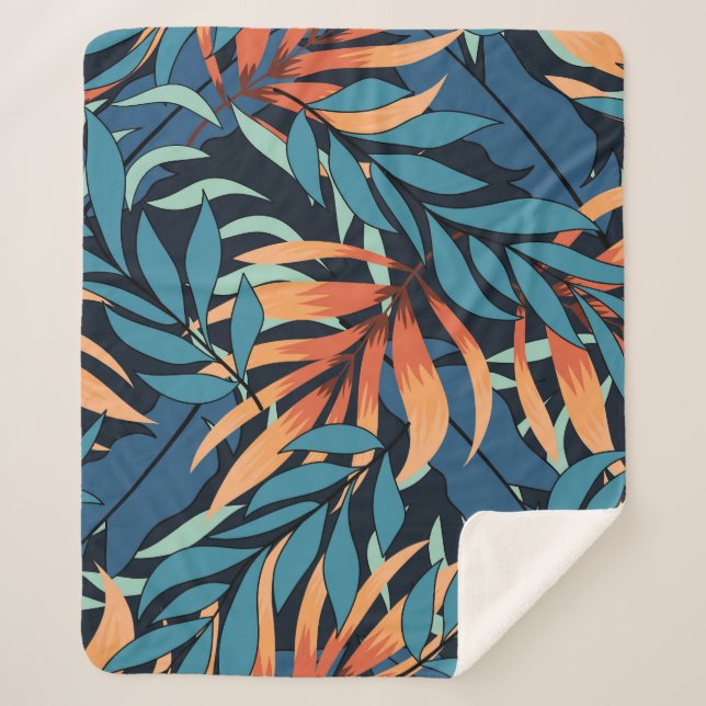 Cobertor Sherpa Pastel Tropical Abstrato Botânica (Frente)