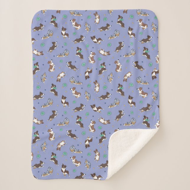 Cobertor Sherpa Pastor australiano brincando (Frente)