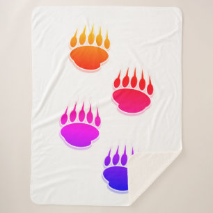Cobertor Sherpa Pata Colorida do Urso Imprime Relógio Redondo de A
